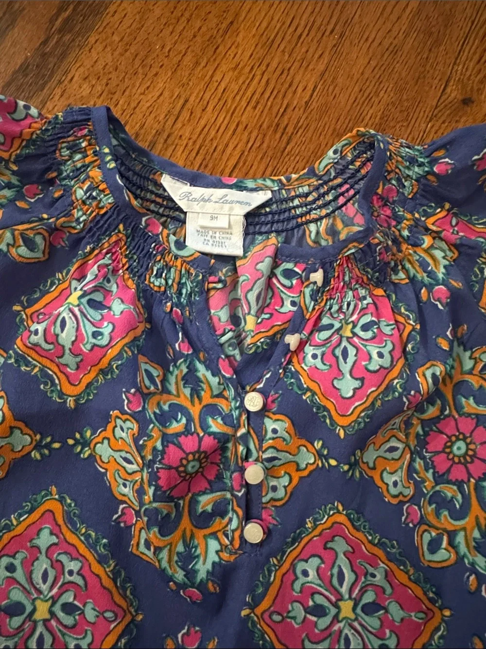 Ralph Lauren Navy Floral Mosaic Tunic & Bloomers Set